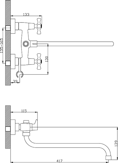 Смеситель для ванны и душа Rossinka